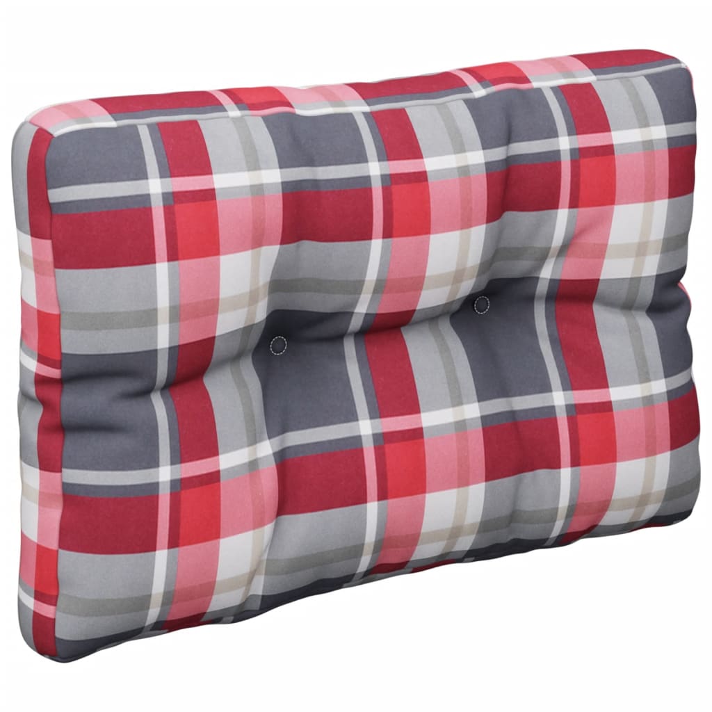 Pallet Cushion Red Checkered Pattern 50x40x12 cm Fabric