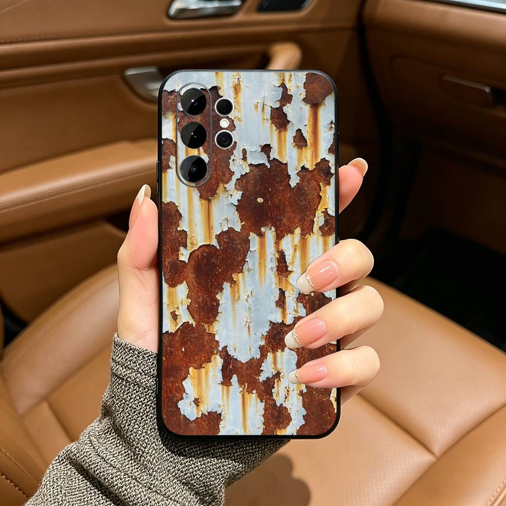 Retro Industrial Style Rusty Black Soft Silicone Phone Case for Samsung Ultra S25, S24, S21, S22, S23, S30, Plus, FE, Lite