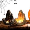Halloween Ghost Candle Holder Resin Grim Reaper Candlestick Gothic Style Wizard Decorative Candle Holder for Home Party Supplies