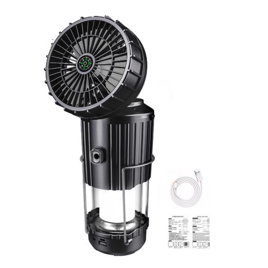 5-in-1 Portable LED Camping Lantern with Fan Bluetooth-compatible Speaker Solar