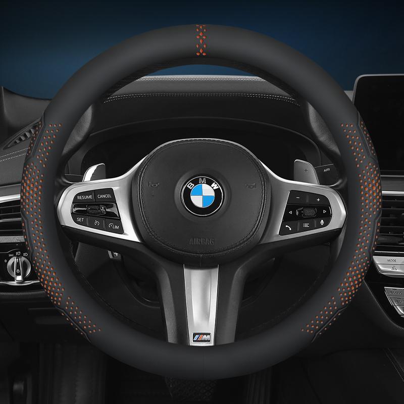 Универсальная оплетка на руль автомобиля 14,5-15 дюймов, 3D текстурированный нескользящий дизайн с дышащей кожей наппа