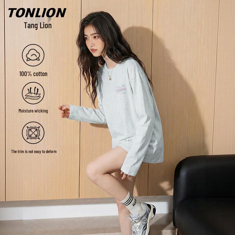 Женская футболка TonLion с длинным рукавом из чистого хлопка