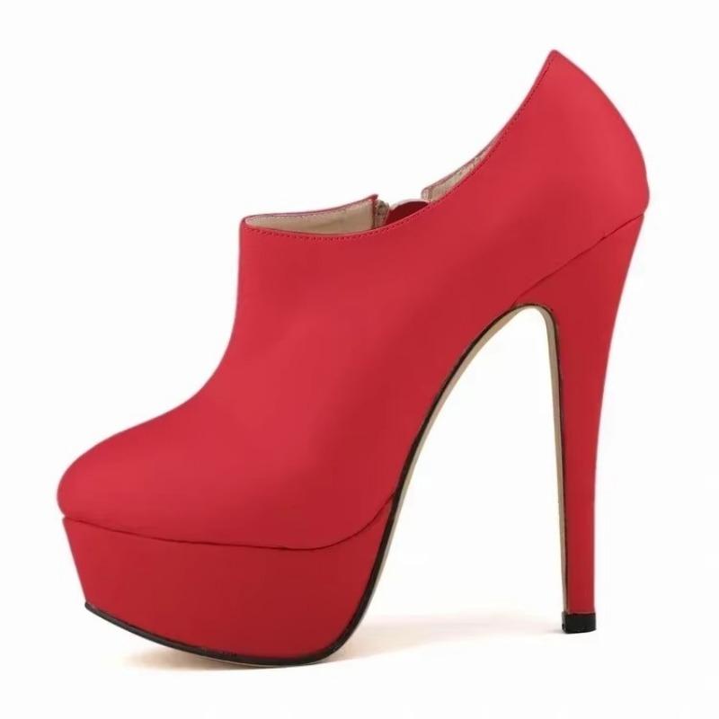 Women Boots Sexy Stilettos Fashion Autumn Winter 14cm Round Toes High Heels Ladies Casual Platform Pumps Leather Party Shoes
