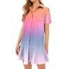 Женская повседневная полуоткрытая рубашка с рюшами и градиентным принтом, платья с короткими рукавами