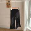 Черные универсальные свободные и повседневные брюки для маленьких девочек, детские милые брюки с эластичной резинкой на талии, брюки с рюшами