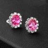 1Pair Jewelry Shiny Alloy/Plastic Charm Oval Colorful Zircon Crystal Stud Earrings Women
