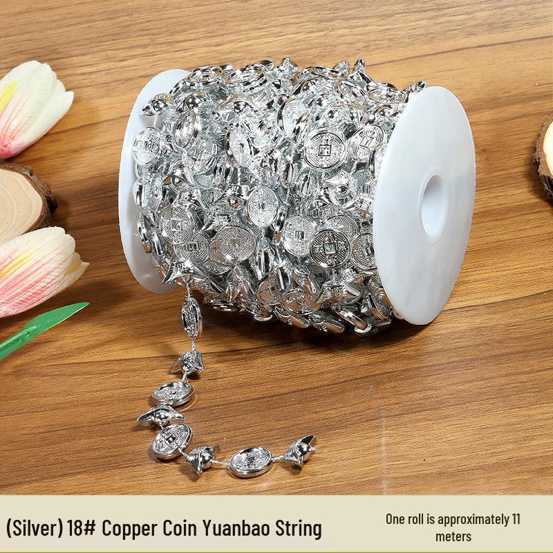 Gold & Silver Electroplated Bead String for DIY Christmas Tree Decorations