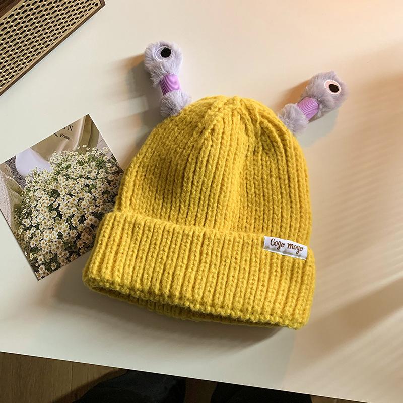 Cute Cartoon Quirky Light-emitting Tentacle Knitted Hat Parent-child Models Warm Wool Cap Eyes Light-emitting Beanie Monster Hat