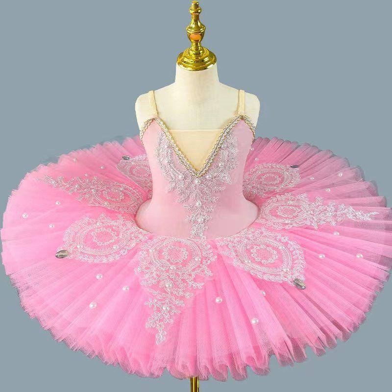 Балетное платье для девочек, танцевальный костюм для выступлений, конкурсное газовое платье, синее, белое, розовое, фиолетовое, красное