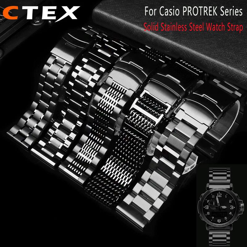 24 мм цельный ремешок для часов из нержавеющей стали для серии Casio PROTREK PRW-6600 PRG-600Y PRG-650 PRG-600 Мужские аксессуары для часов