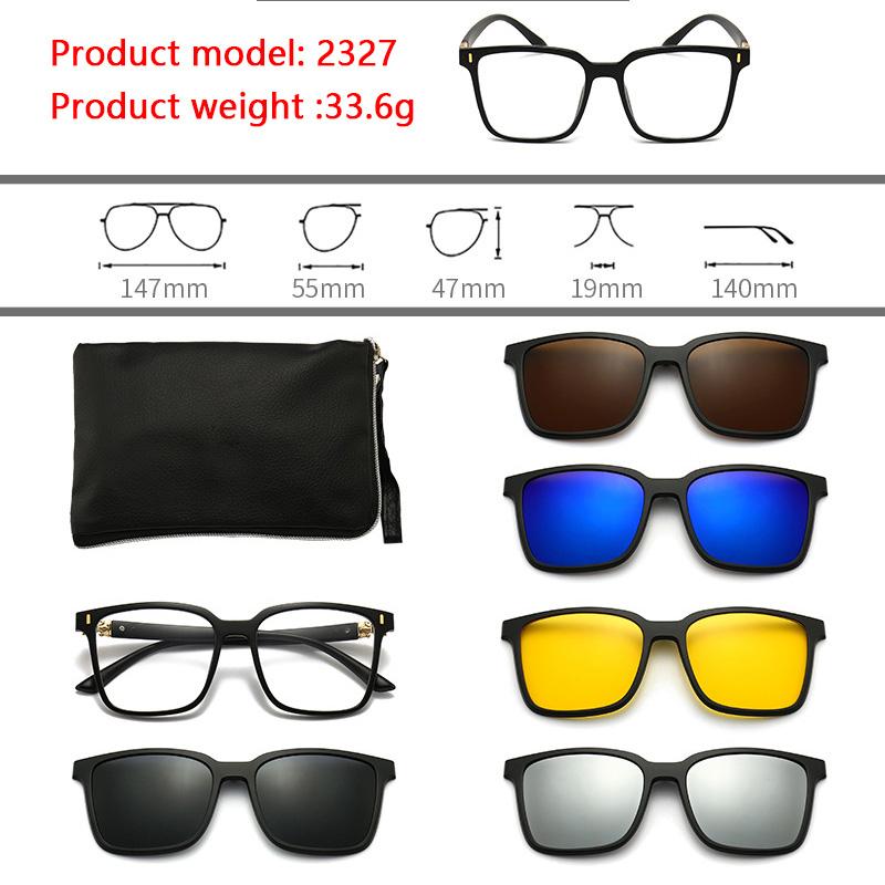 6 In 1 Polarized Sunglasses Men Women Magnetic Clip On Glasses  Optical Prescription Eyeglass Frames Magnet Clips