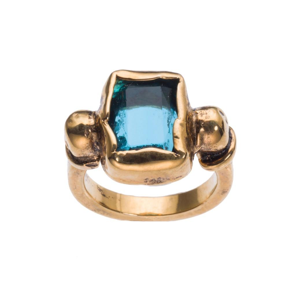 2024 New Stylish Italian Square Crystal And Brass Adjustable Ring For Women Fashionable Accessory