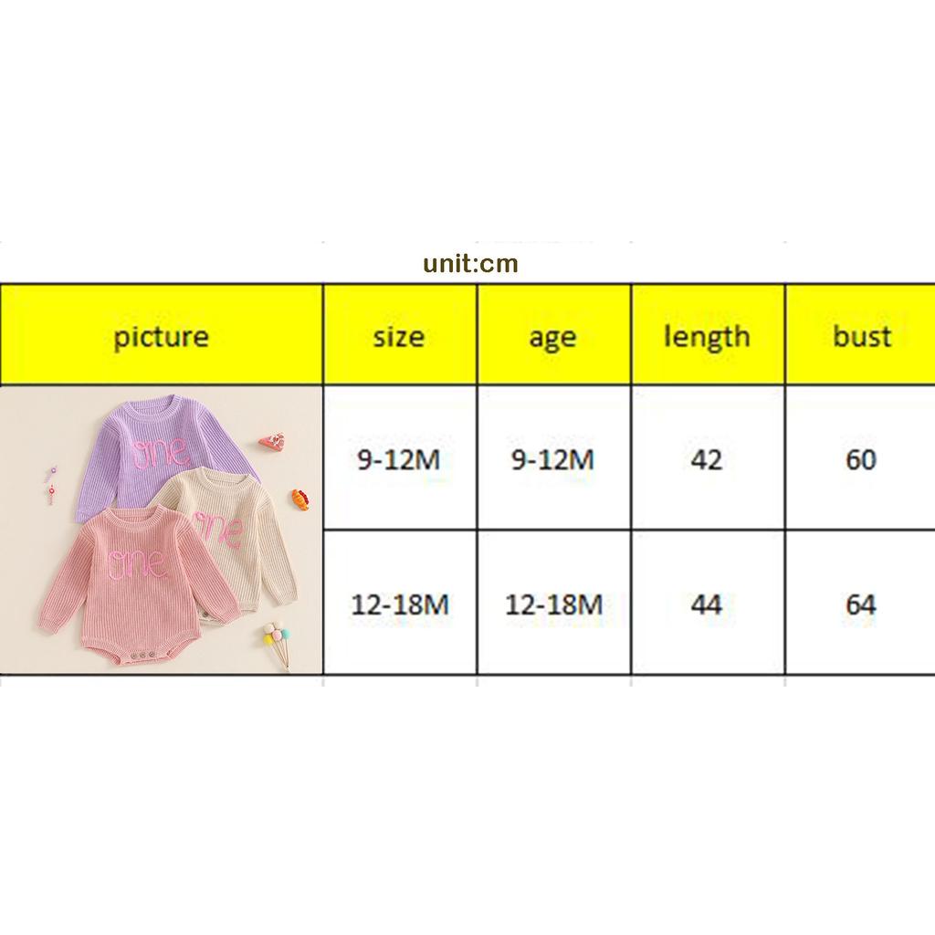 Вязаный комбинезон на день рождения для девочек с длинными рукавами и круглым вырезом, вышитыми буквами, комбинезон