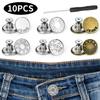 10Pcs/pack Jeans Buttons With Screwdriver Clothing Pants Sewing Accessories Waist Buckle 17mm Nail Free Waist Extenders Button