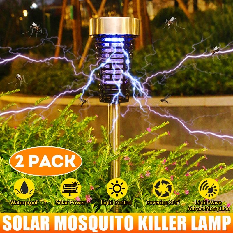 IP65 2 Pack Solar Light With Mosquito Killer Lamp Garden Lawn Light Solar Powered LED Light Garden Pest Bug Insect Repellents
