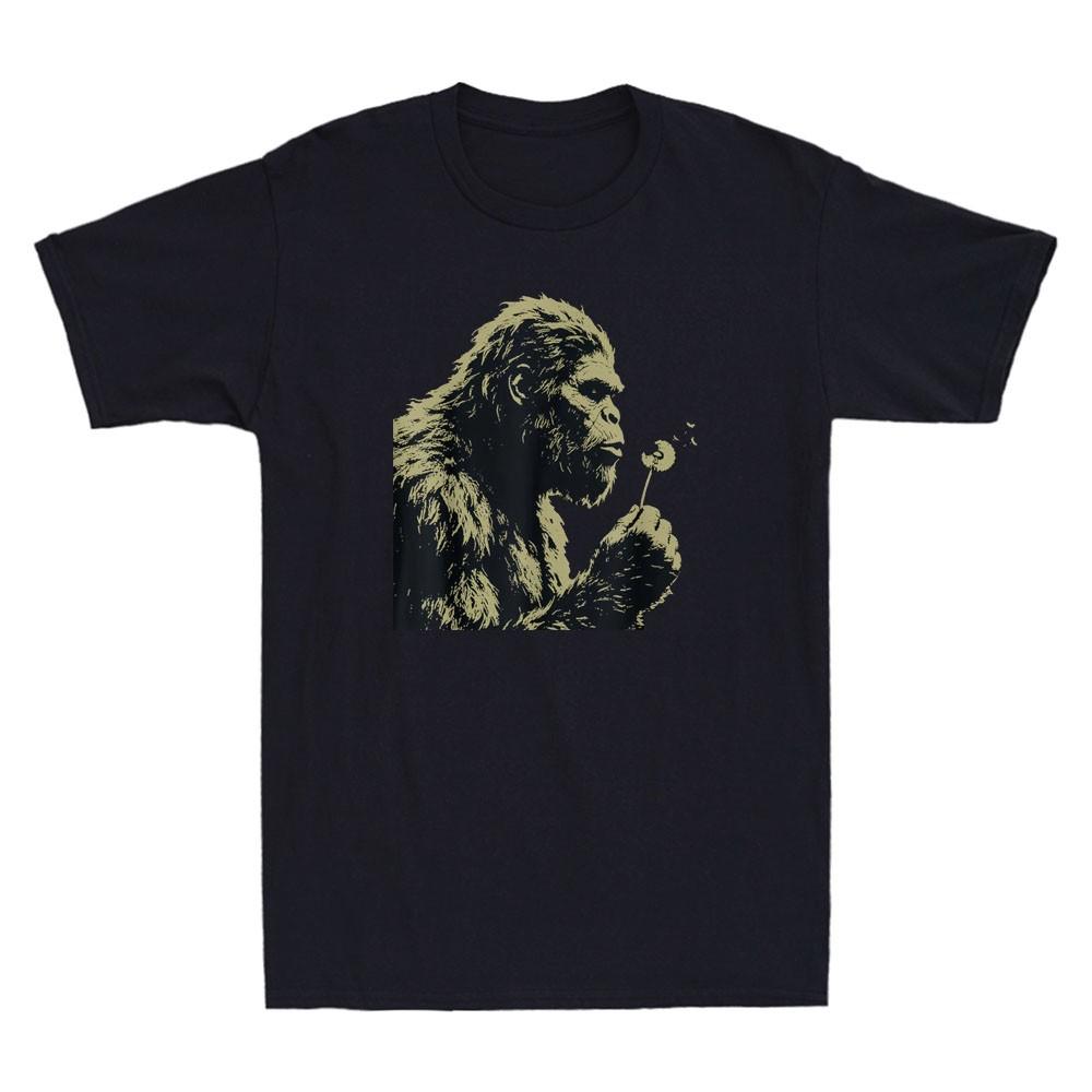 Blowing Wishes Funny Chimpanzees Blowing Dandelion Graphic Vintage Men's T-Shirt