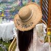 Women's Straw Beach Hat with Frayed Edge and Raffia Tie - Versatile Wide Brim Sun Hat for Summer Seaside Vacations
