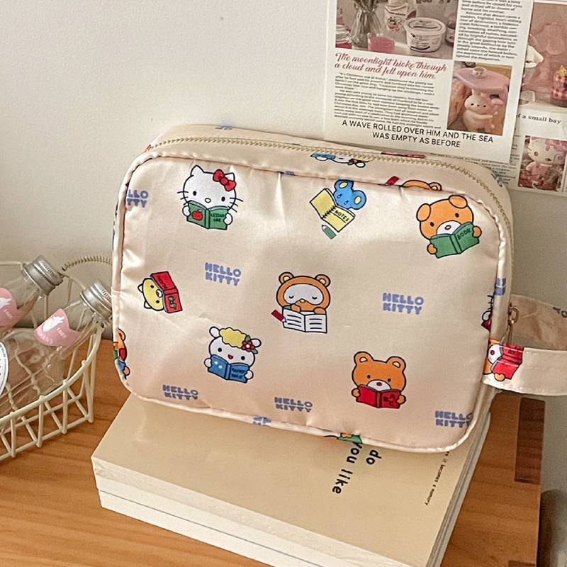 Сатиновая косметичка Hello Kitty с мультяшным принтом для путешествий и повседневного использования