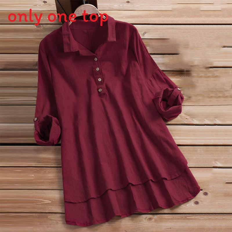 Cotton Linen Blouse With Pockets For Casual Office Wear