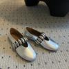 Round Head One-word Elastic Metal Flat-bottomed Mary Jane Single Shoes Women's Korean Genuine Leather Niche Versatile Small Leather Shoes