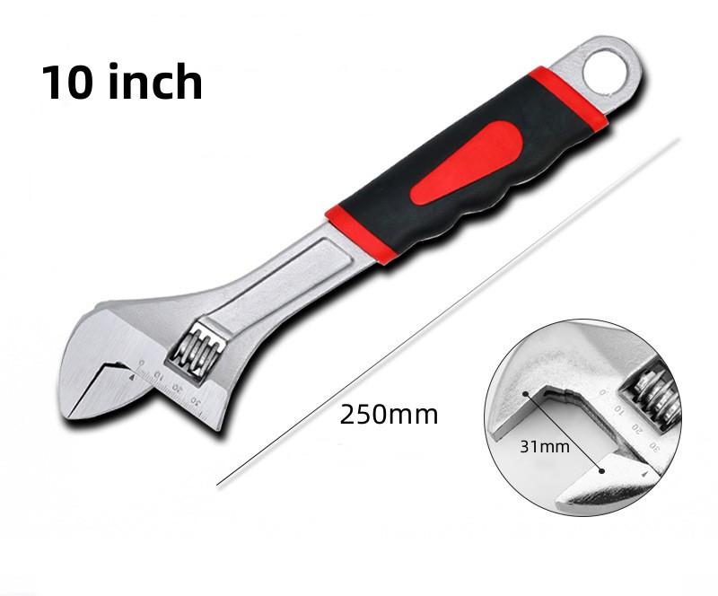Heavy-Duty Rubber-Coated Adjustable Wrench Auto and Car & Bathroom Repairs Tools Universal Spanner Torque Socket Set Hand Tool