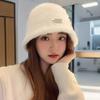 Рыбацкая шляпа для женщин на осень и зиму теплая для большой головы шляпа с пряжкой белая не закрывающая лицо плюшевая шляпа-ведро