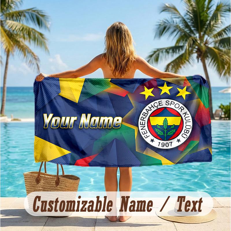 Custom Text Beach Towel, Soft Absorbent Swimming Multi-use TowelFenerbahçe FC
