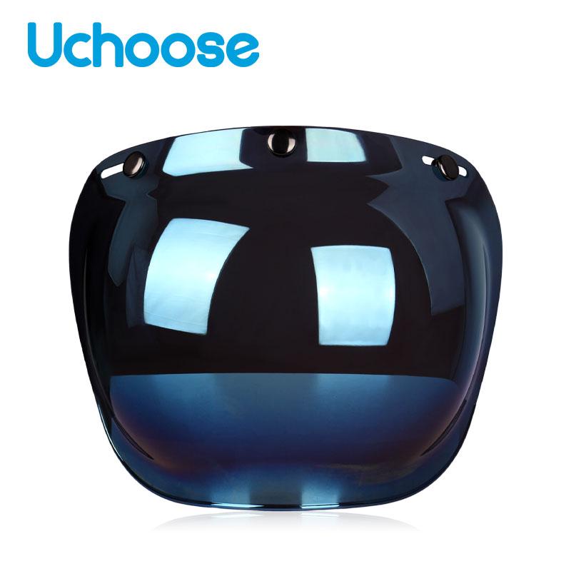 Authentic Bubble Mirror Motorcycle Helmet Three Button Type Retro Style Helmet Lenses Bubble Shield Visors Helmet AccessoriesSpeed Sensors 6