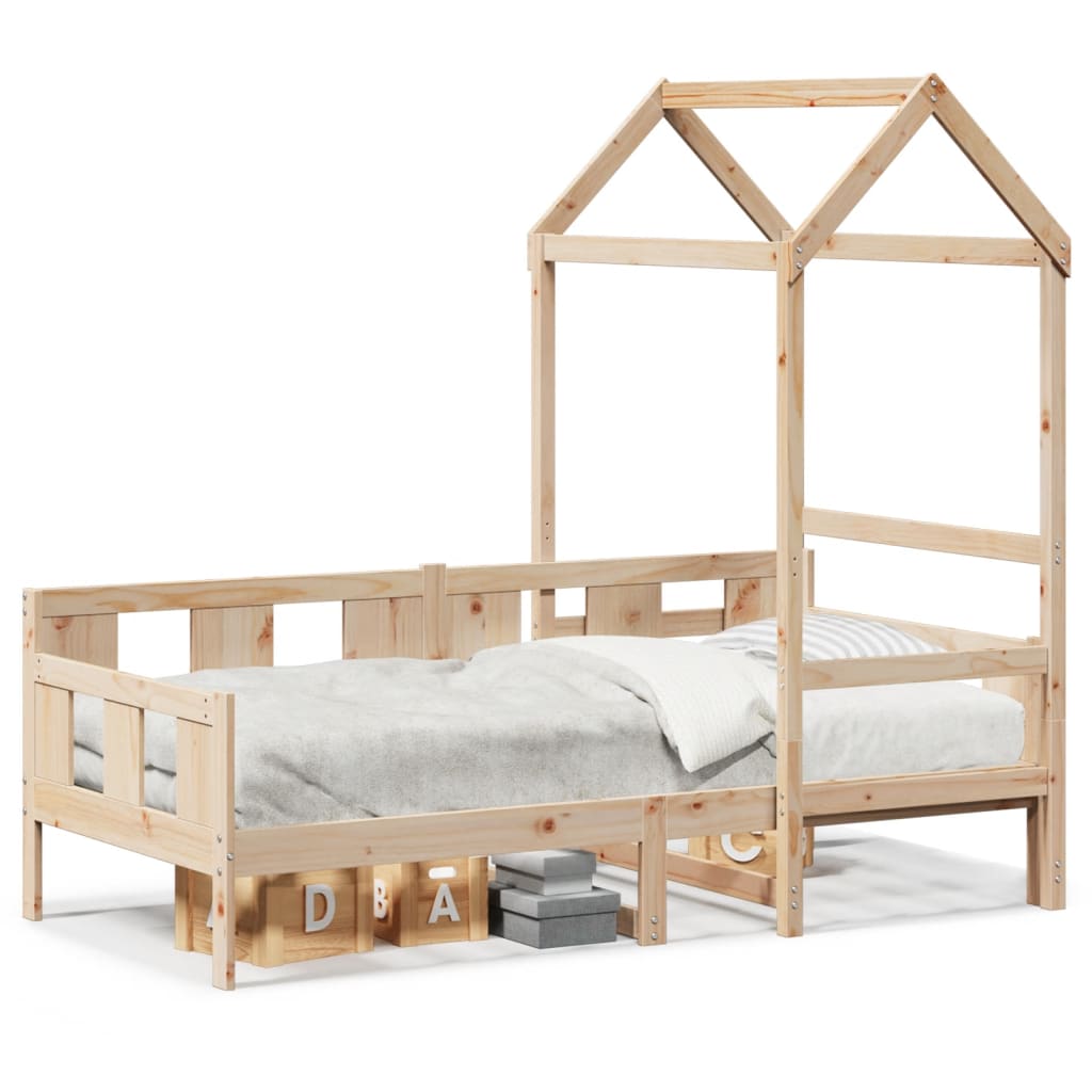 Daybed with Canopy 80 x 200 cm Solid Pine Wood