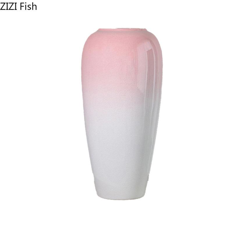 Gradient Pink Ceramic Vase Hydroponics Potted Plant Table Decoration Flowers Arrangement Floral Vases Room Aesthetic Decor