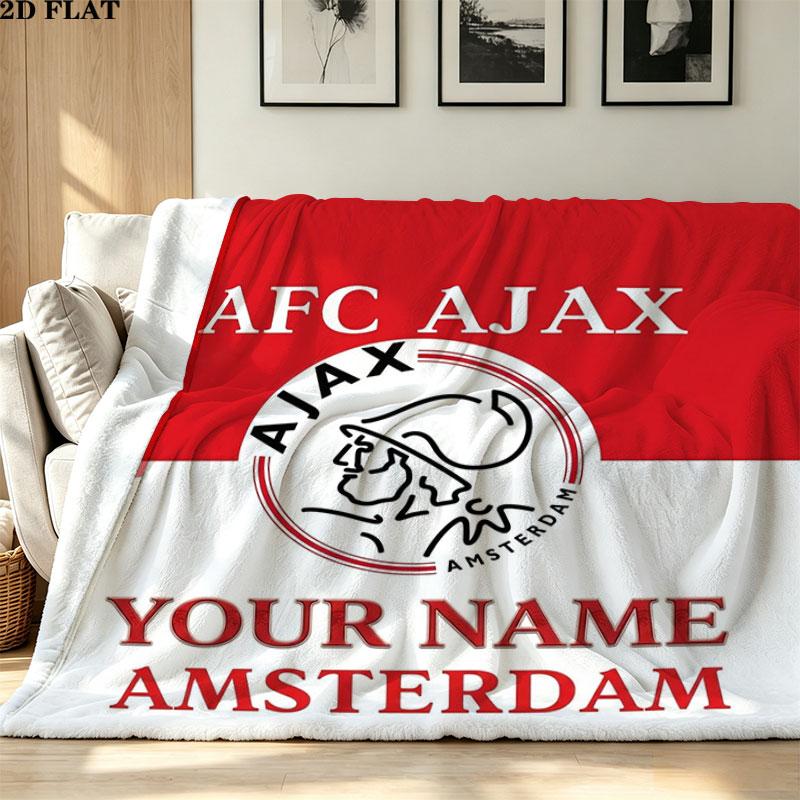1PC AFC Ajax Custom Name Patterned Flannel Blanket Suitable For All Seasons for Home Decor Warmth and Comfort Gifts Holiday Present