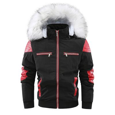 Белая хлопковая куртка с кожаной вставкой, мужская хлопковая куртка, мужская куртка с длинным рукавом