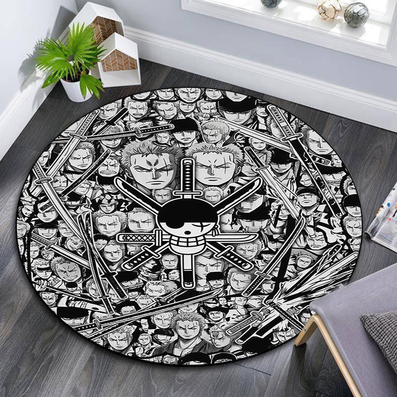 Zoro pattern round rug,Carpet Rug for Living Room Bedroom Playroom ,Non-slip Floor Mat,Holiday Gifts and Birthday Gifts.
