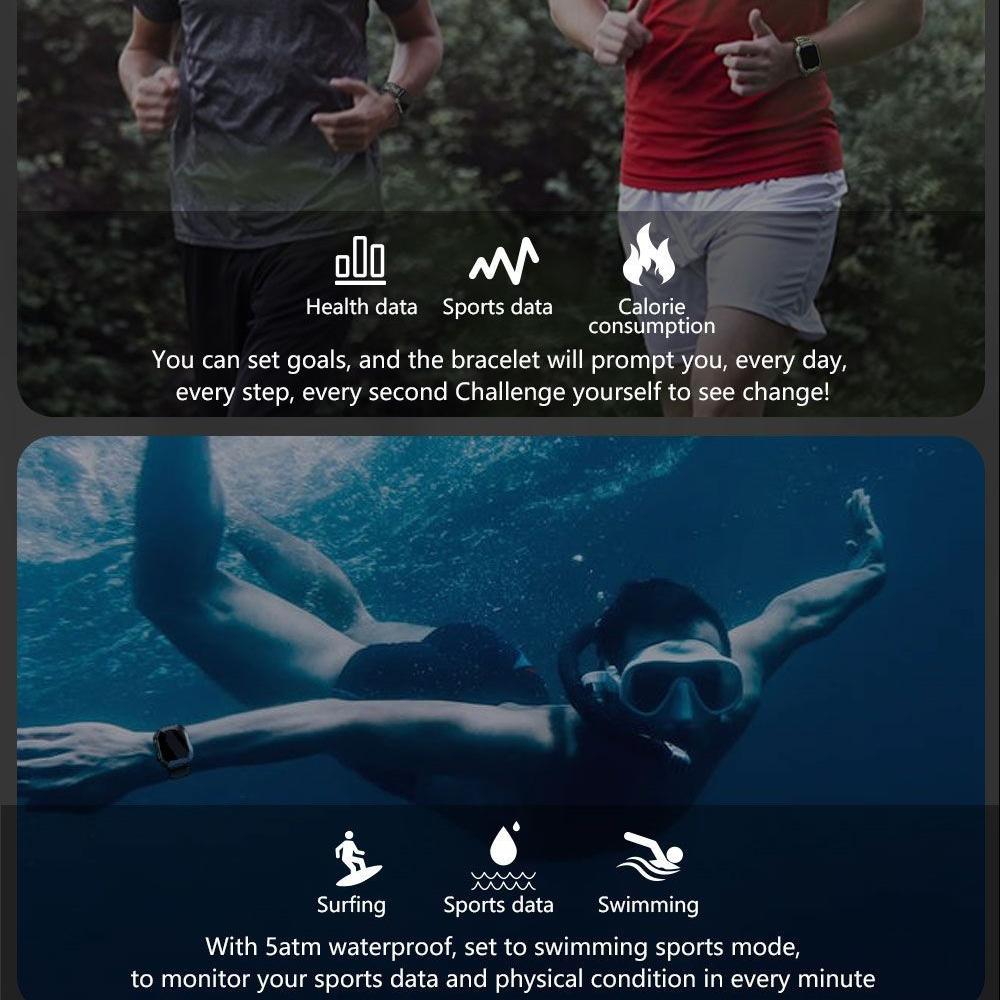 Full Touch Smartwatch For Android Xiaomi Blood Pressure Oxygen Fitness Watch 5 Atm Waterproof Smart Watch Men Military