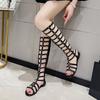 Roman Bandage Sandals Women Fashion Peep Toe Knee High Boots Ladies Retro Sandal 2025 New Summer Gladiator Shoes