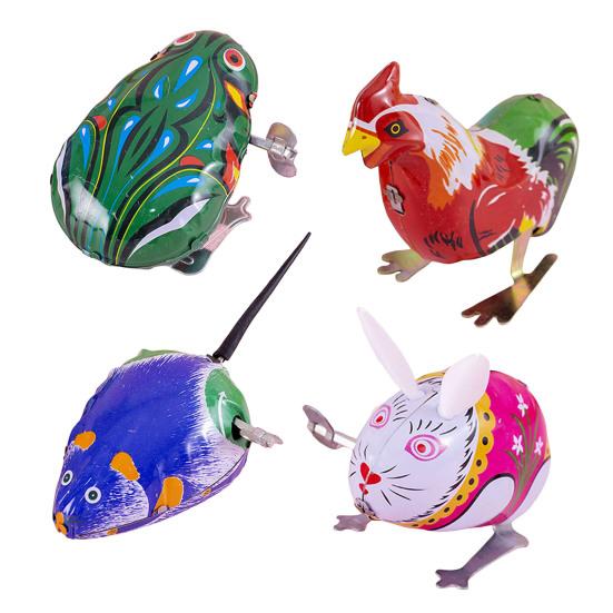 1/4 шт. заводная игрушка в виде животного ностальгическая винтажная детская взрослая заводная пружина металлическая прыгающая лягушка петух крыса кролик игрушка сувениры для вечеринки