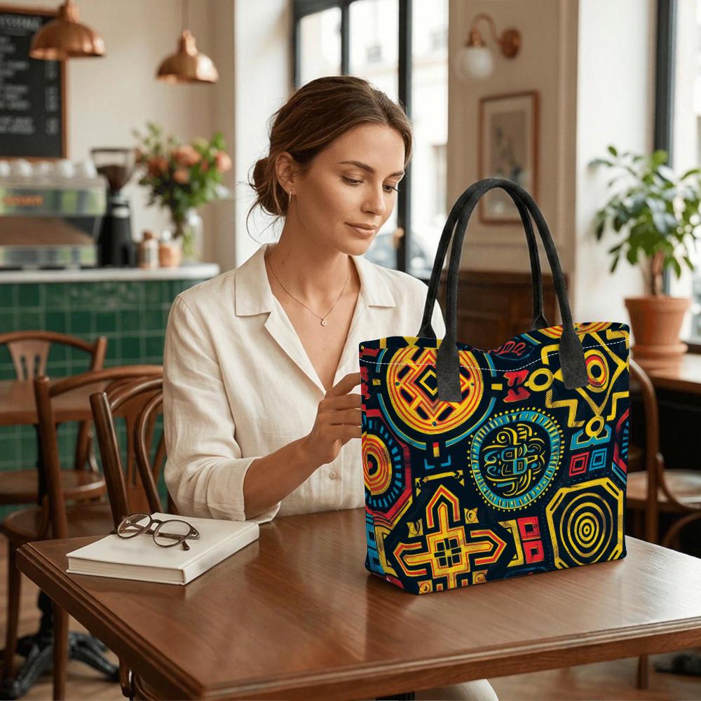 Ethnic Print Large Capacity Tote Bag Fashion Casual Daily Handbag for Women All Match Shopping Shoulder Bag