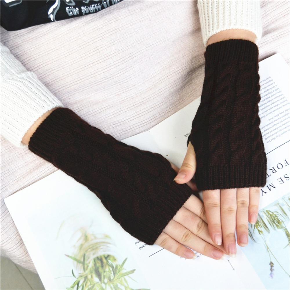 Solid Color Knitting Gloves Thicken Fingerless Glove Comfortable Women Gloves Women
