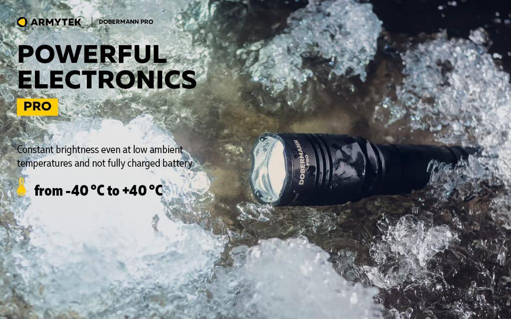 ARMYTEK DOBERMANN PRO XHP35 HI White Light Tactical Flashlight Magnetic Charging 18650 Rechargeable (Built-in Battery)