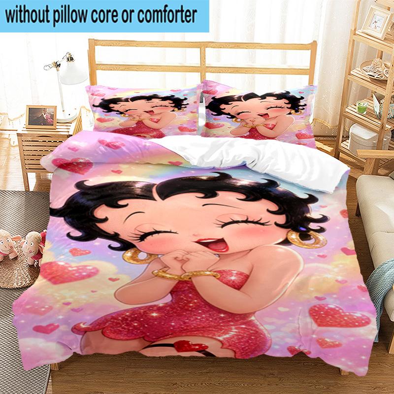 3PCS laday In Red Dress 3pcs Bedding,Including 3PCS Duvet Cover And 2pcs Pillowcases Perfect for Christmas,Ideal for Bedroom, Dormitory