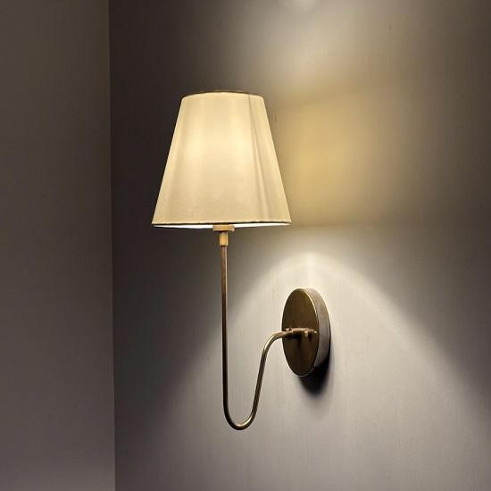 Antique Brass Wall Sconce | 1950s Wall Lamp with Shade | Mid Century Modern Wall Light | Wall Mounted Lighting Fixture