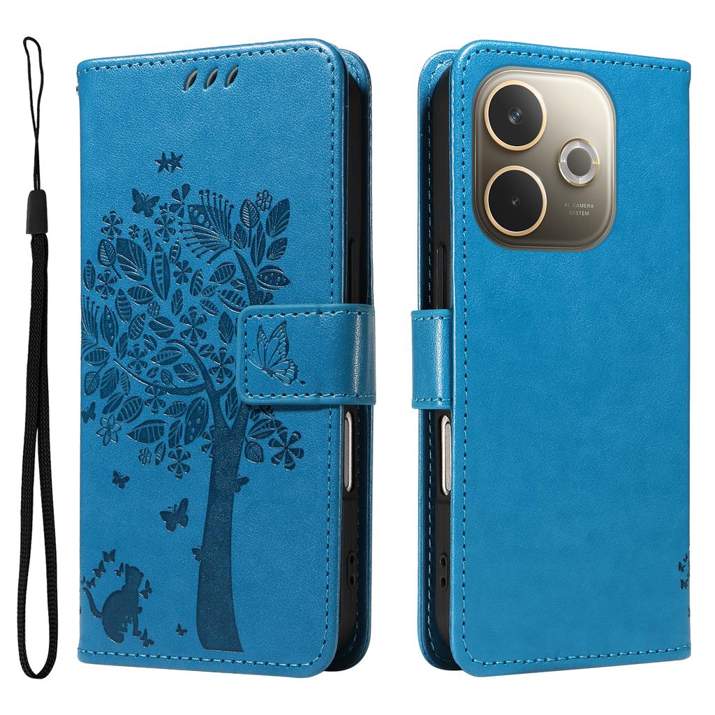 For Oppo A5 Energy 5G (China)/Oppo A5 Pro 4G (Global) Phone Case with Stand Cat Tree Pattern Leather Wallet Mobile Cover