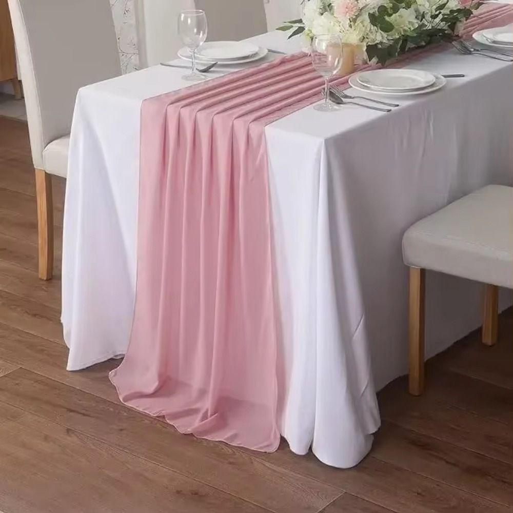 Reusable Sheer Chiffon Table Runner Solid Color Wedding Table Runner Bridal Shower