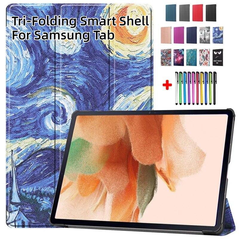 Чехол для планшета Samsung Galaxy Tab S7 FE 12,4 SM-T730, тройной складной Smart Shell для Samsung Tab S7 Plus, чехол Tab S8 S7 11