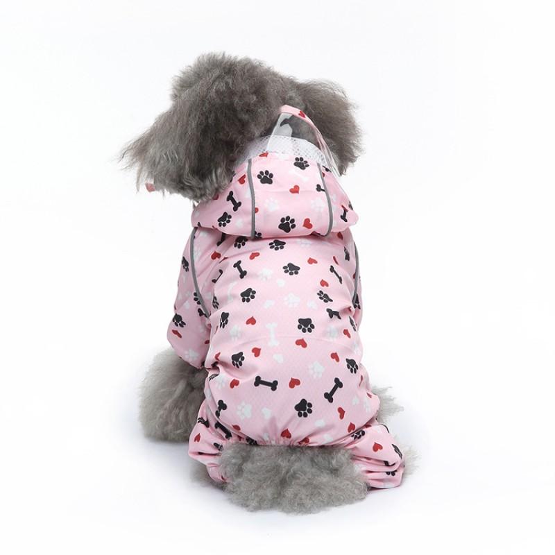 Reflective Strip Dog Raincoat With Hood Leash Hole Full-Body Waterproof Pet Coat Small To Large Dogs