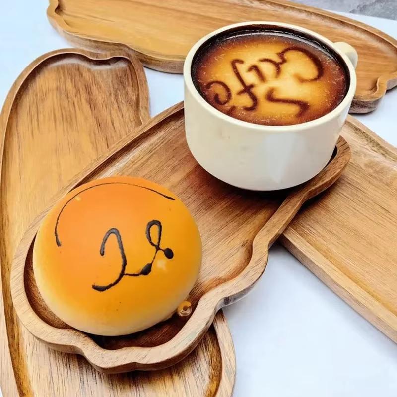 1pcs Wooden Tea Tray Cloud-Shaped Fruit Dessert Candy Coffee Plate Home Decoration Bread Snacks Cakes Tableware Kitchen Supplies