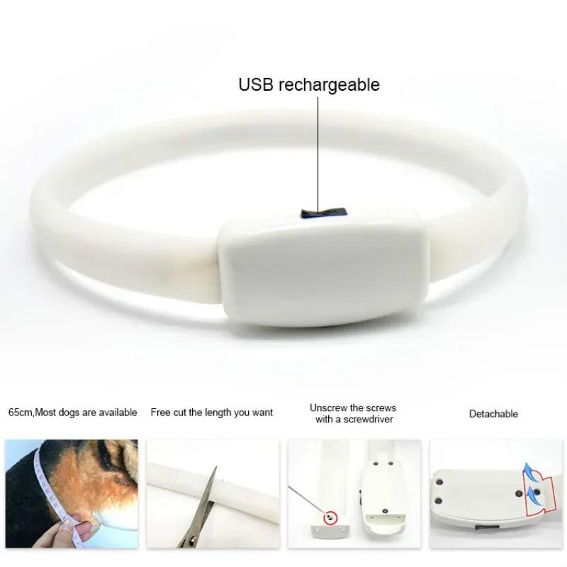 Светодиодный ошейник для домашних животных, прочное светящееся ожерелье с мигающими огнями, защитное светящееся ожерелье для щенков, USB-ошейники для собак