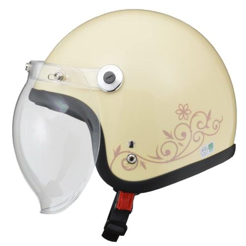 LEAD Motorcycle Helmet Jet Street Alice Small Low Ivory Women's QP-2 - Women's Free (Head Circumference Less Than 55cm~61cm)