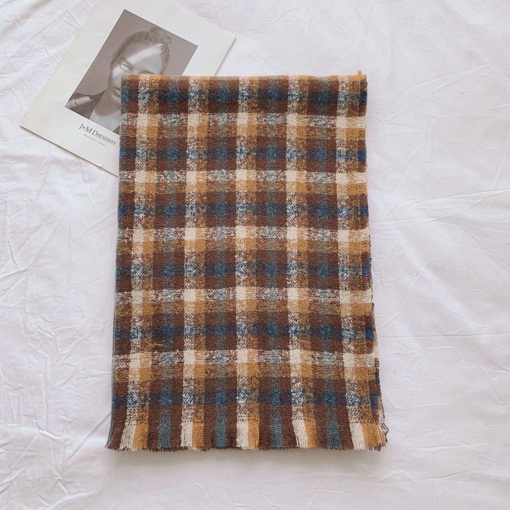 Autumn and Winter Fashion Warm Shawl Imitation Cashmere Fringed Thickened Scarf Decoration Classic Plaid Printing Long Towel