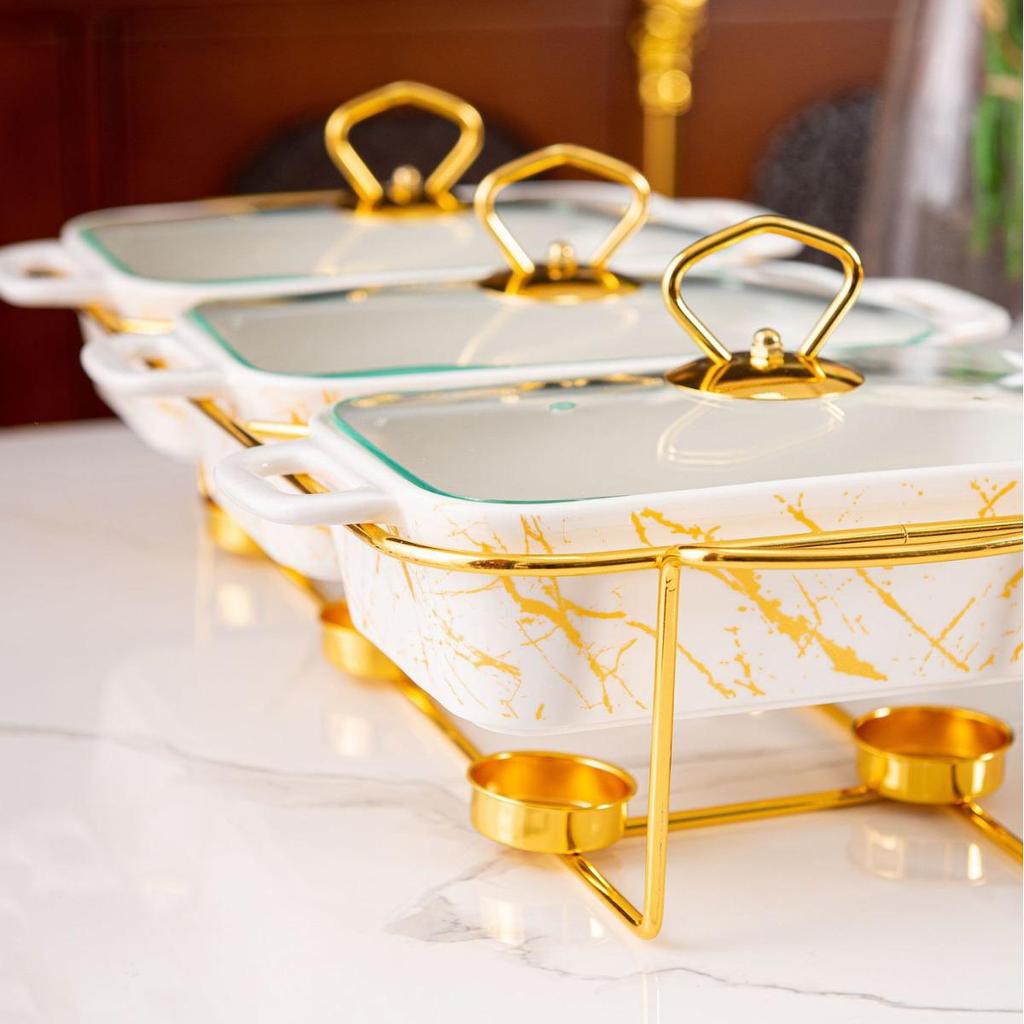 Керамическая кастрюля с двумя ухами и набор для выпечки, 3 предмета